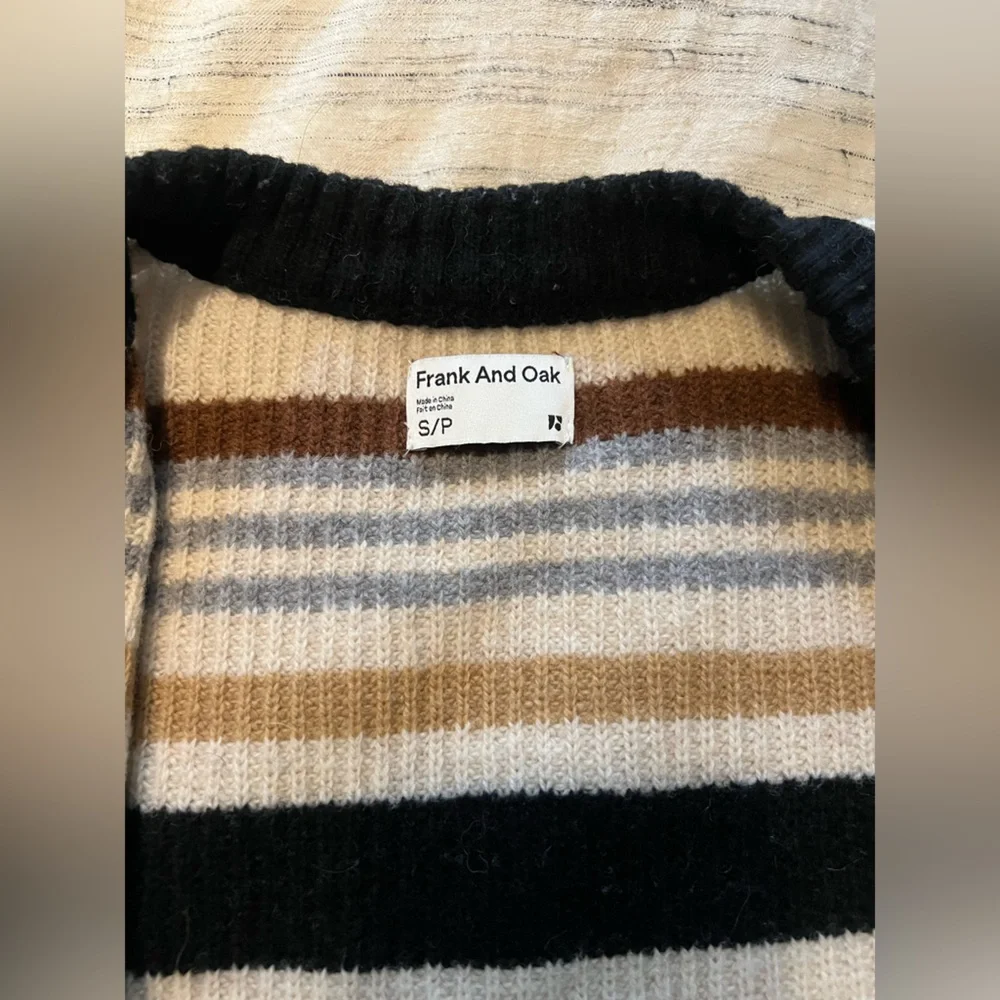 Frank & Oak Striped Women's Sweater - Black, Brown, Light Blue, Cream - Picture 4 of 4